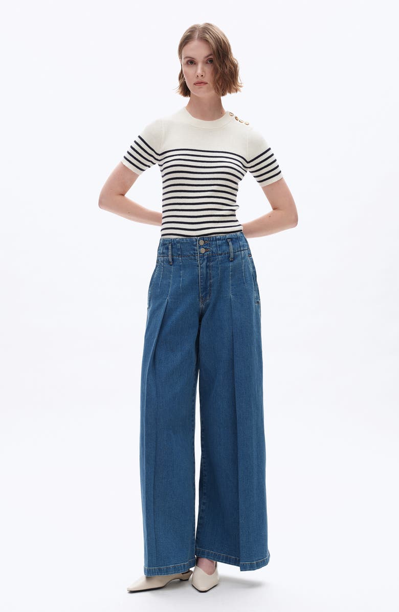 Bayeas Darted High Waist Super Wide Leg Jeans, Alternate, color, Retro Medium Blue