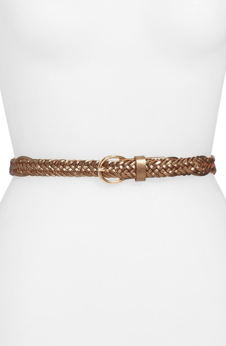 Halogen<sup>®</sup> Skinny Braided Leather Belt, Main, color, 
