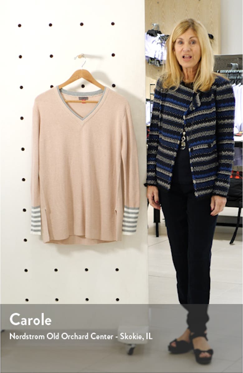 V-Neck Stripe Cuff Sweater, sales video thumbnail