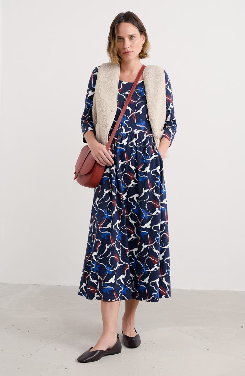Seasalt Cornwall Emily Abstract Print Dress, Alternate, color, Kestrel Flight Maritime