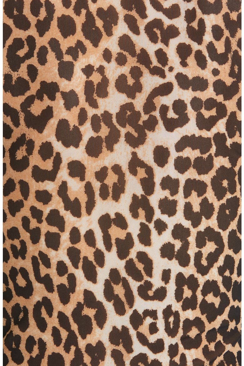 Animal Print Mesh Turtleneck Top, Alternate, color, LEOPARD