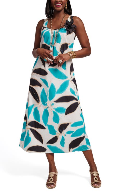 Frances Valentine Lynda Maxi Dress Banana Leaf In Blue