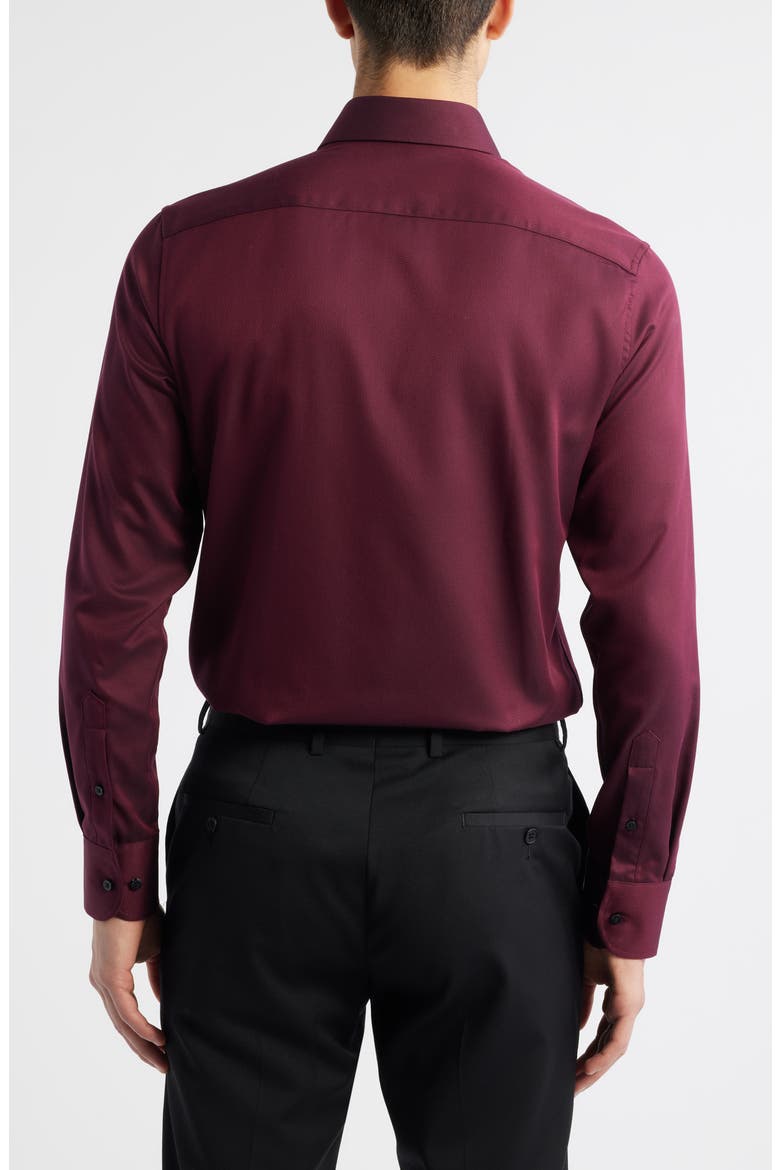 Slim Fit Solid Non-Iron Cotton Dobby Dress Shirt, Alternate, color, DARK RED