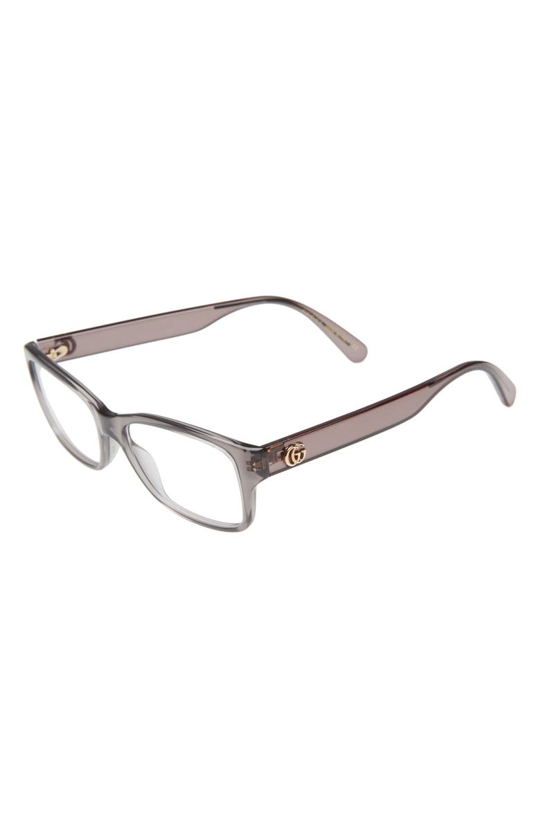 Gucci 53mm Rectangular Optical Glasses, Alternate, color, Transparent Grey
