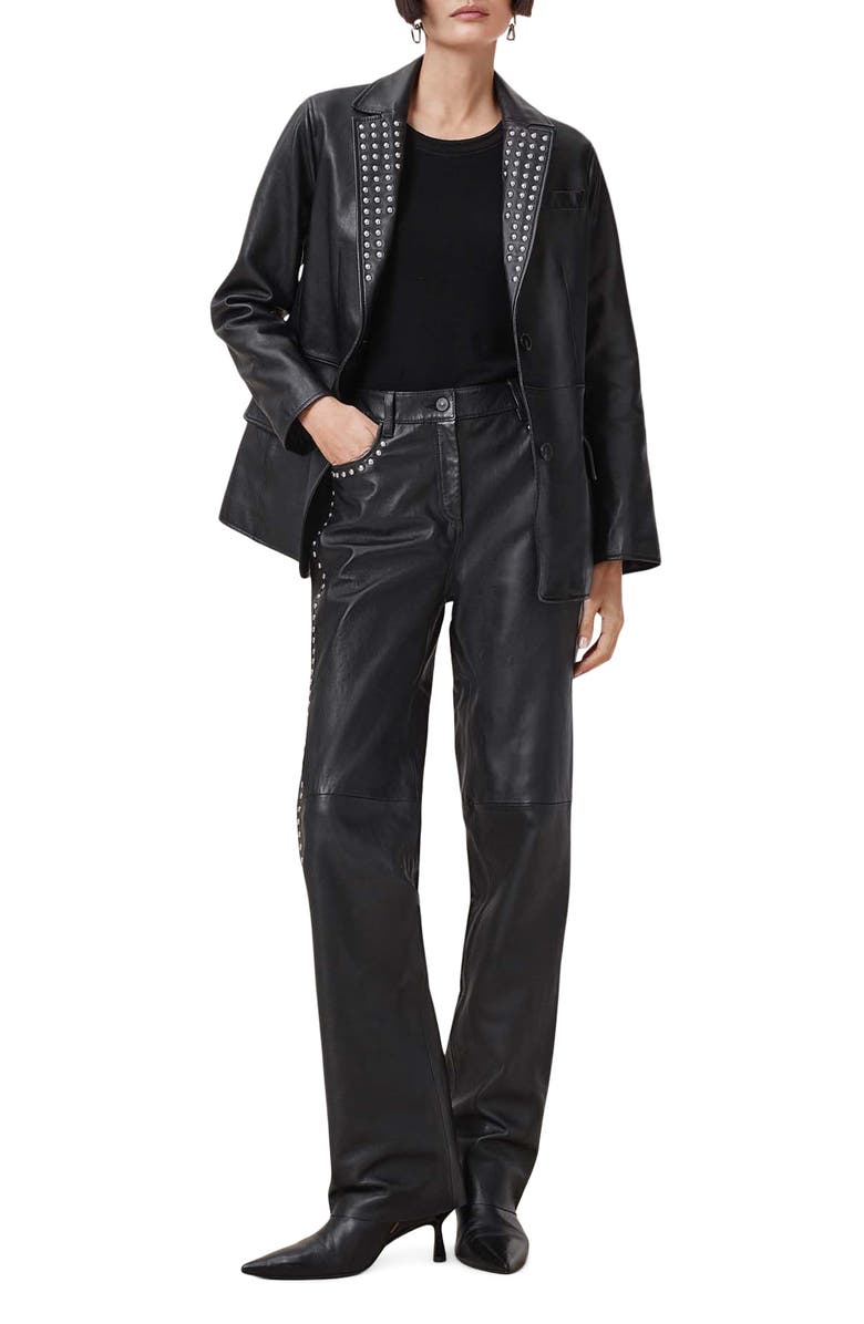 AllSaints Corinna Studded Leather Blazer, Alternate, color,
