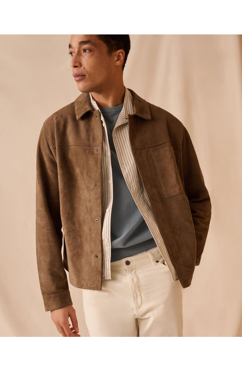 Onia Suede Work Overshirt, Alternate, color, Doe