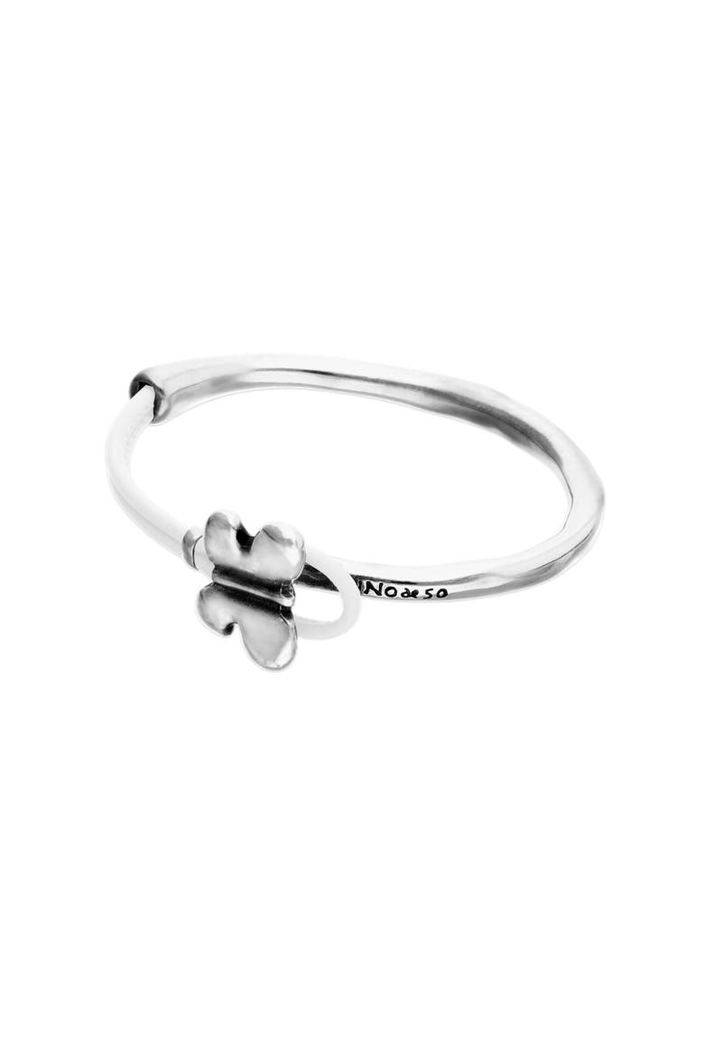 Silver-Tone Butterfly Leather Bracelet, Alternate, color, White