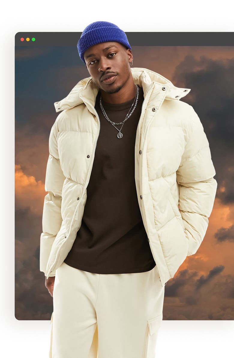 ASOS DESIGN Hooded Puffer Jacket, Main, color,