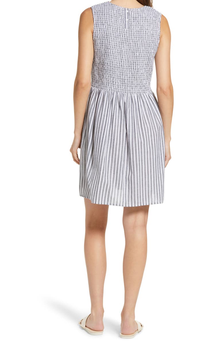 French Connection Stripe Smocked Dress, Alternate, color, 