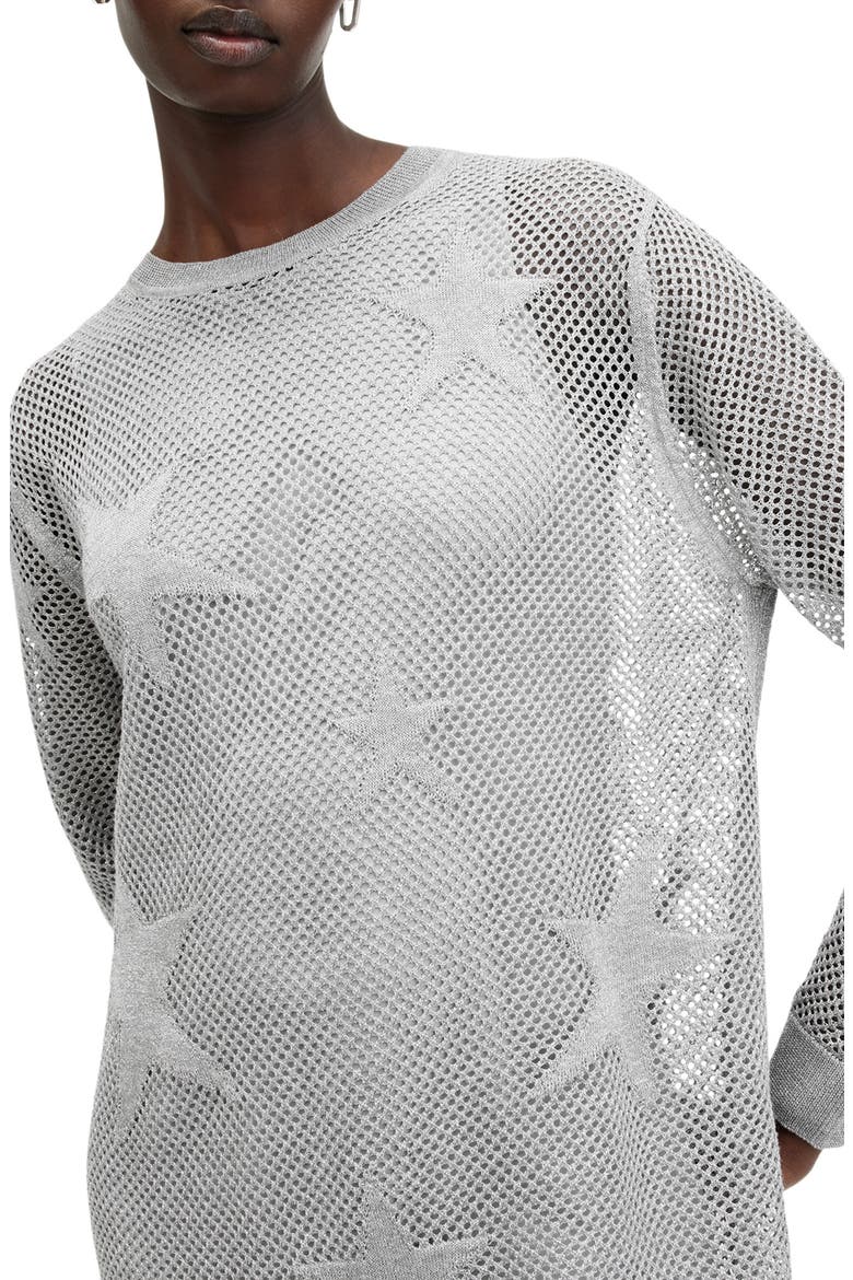 Seraph Star Long Sleeve Mesh Minidress, Alternate, color, SILVER BIRCH GREY