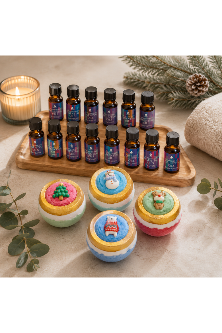 Holiday Bliss Gift Set Aroma Bath Bombs & Oils, Alternate, color, Brown