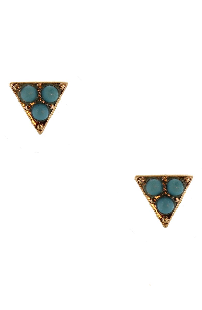 OLIVIA WELLES Triangle Stud Earrings, Main, color, Gold / Turquoise
