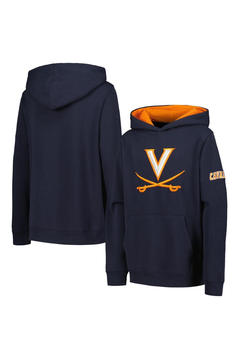 Youth Navy Virginia Cavaliers Big Logo Pullover Hoodie, Main, color, Navy