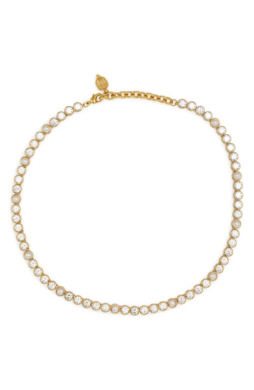 KURT GEIGER KURT GEIGER LONDON CUBIC ZIRCONIA & FAUX PEARL COLLAR NECKLACE