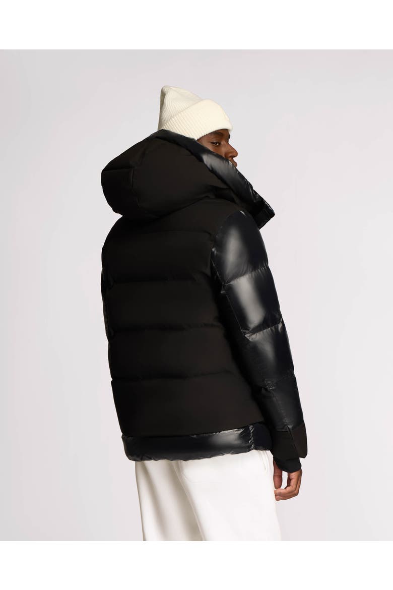 Farlin Mixed Media Relaxed Fit Puffer with Removable Hood, Alternate, color, Black