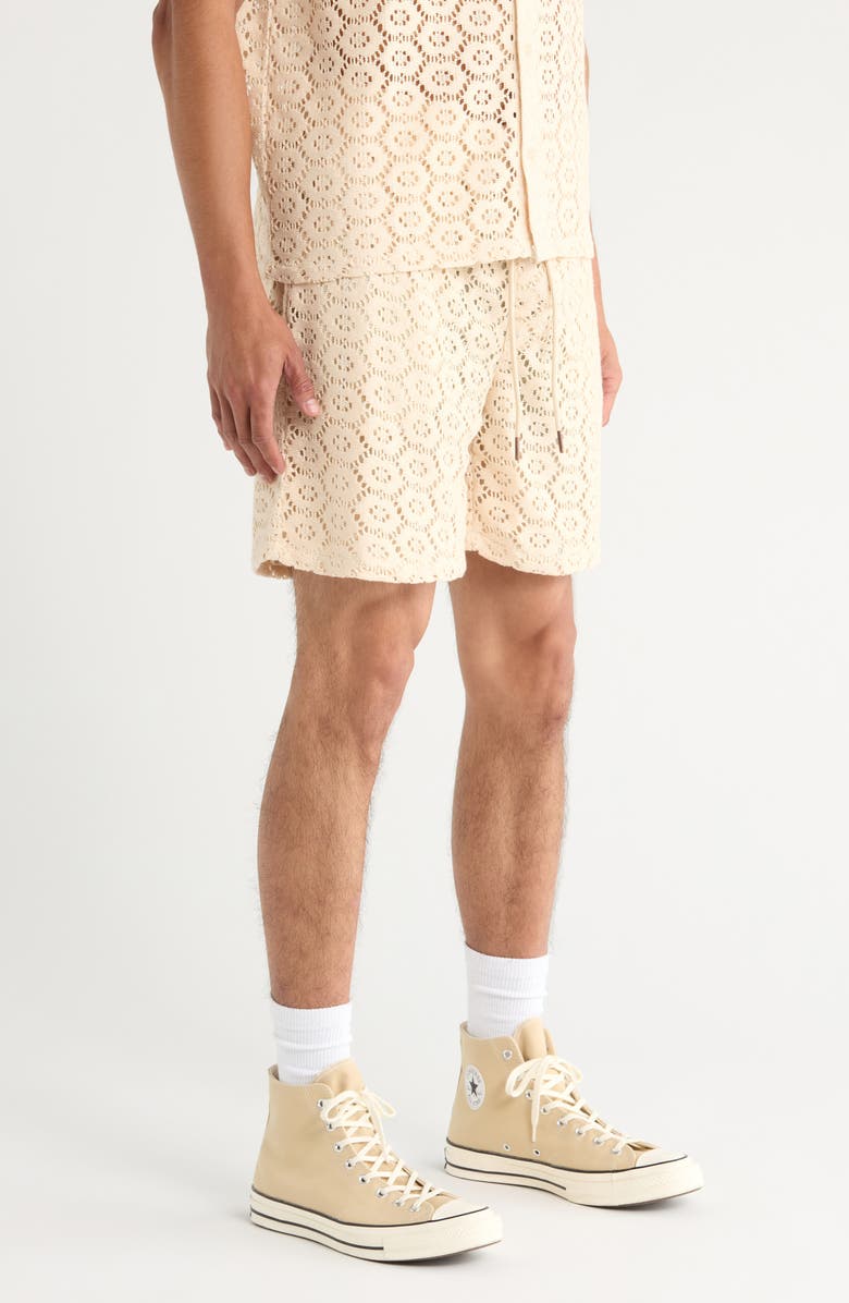 HONOR THE GIFT Open Stitch Drawstring Shorts, Alternate, color, Bone