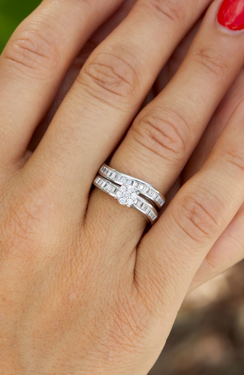 SAVVY CIE JEWELS Set of 2 Cubic Zirconia Rings, Alternate, color, Sterling Silver