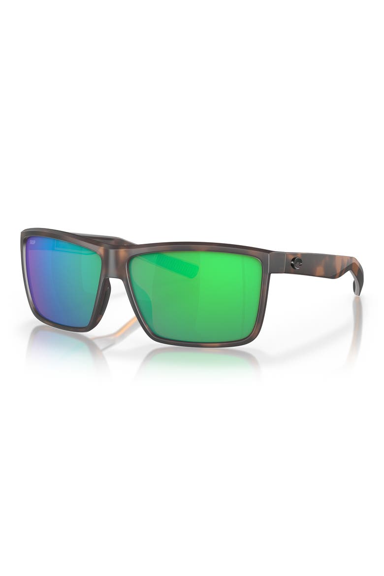 Rinconcito 60mm Polarized Rectangular Sunglasses, Alternate, color, TORTOISE / GREEN MIRROR