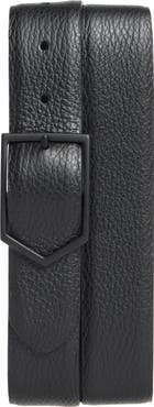 Canali Pebbled Calfskin Leather Belt