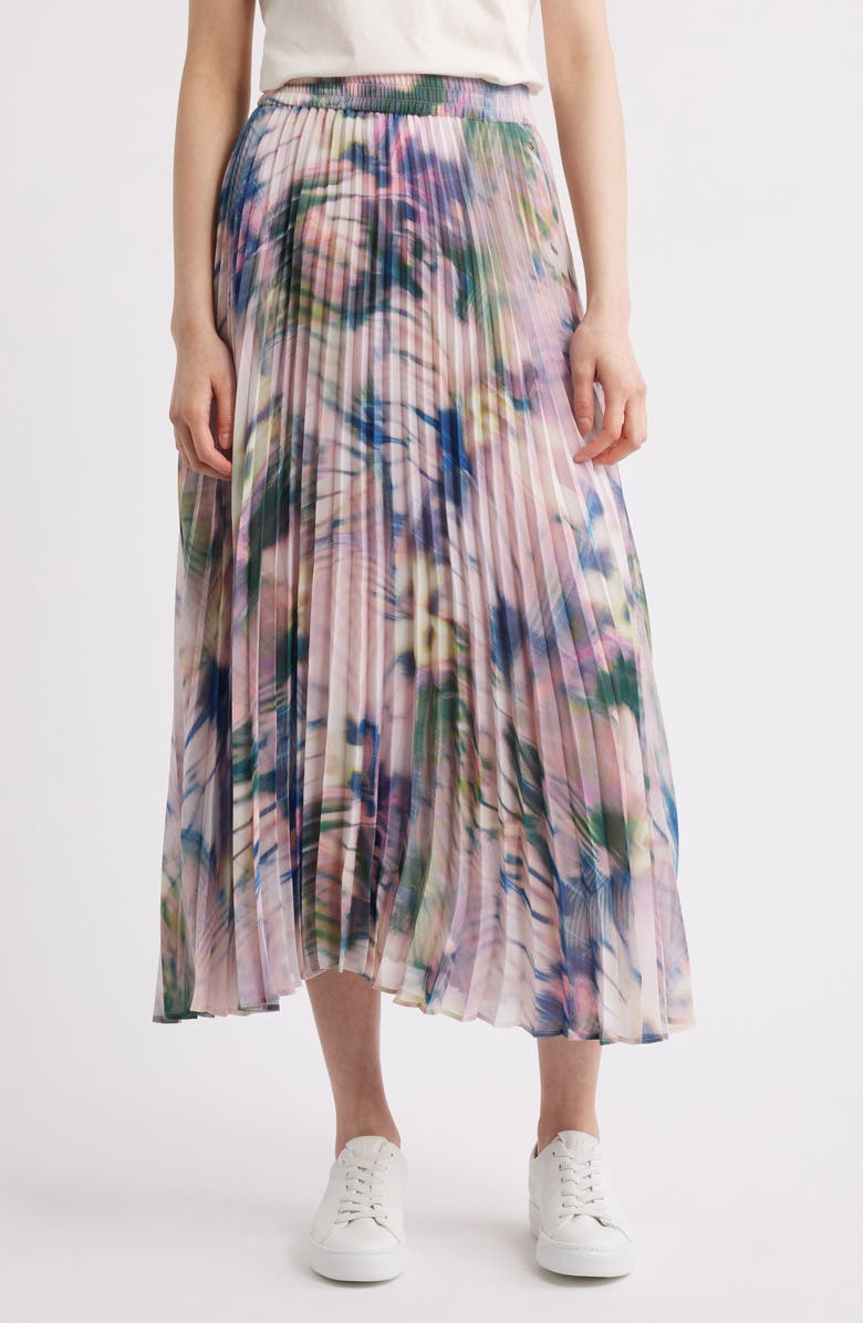 BOSS Orange Vlissole Pleated Midi Skirt, Main, color, Pastel Floral