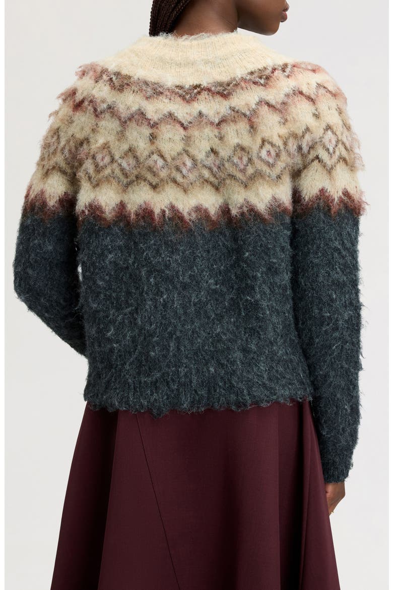 Brushed Fair Isle Cardigan, Alternate, color, ENGLISH GREY
