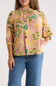 Renee C Leaf Print Top