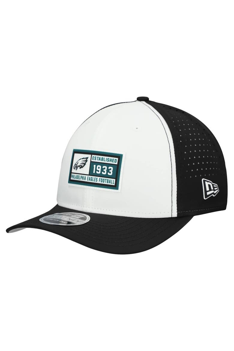 Men's New Era  White/Black Philadelphia Eagles Established Patch 9SEVENTY Adjustable Hat, Main, color, White