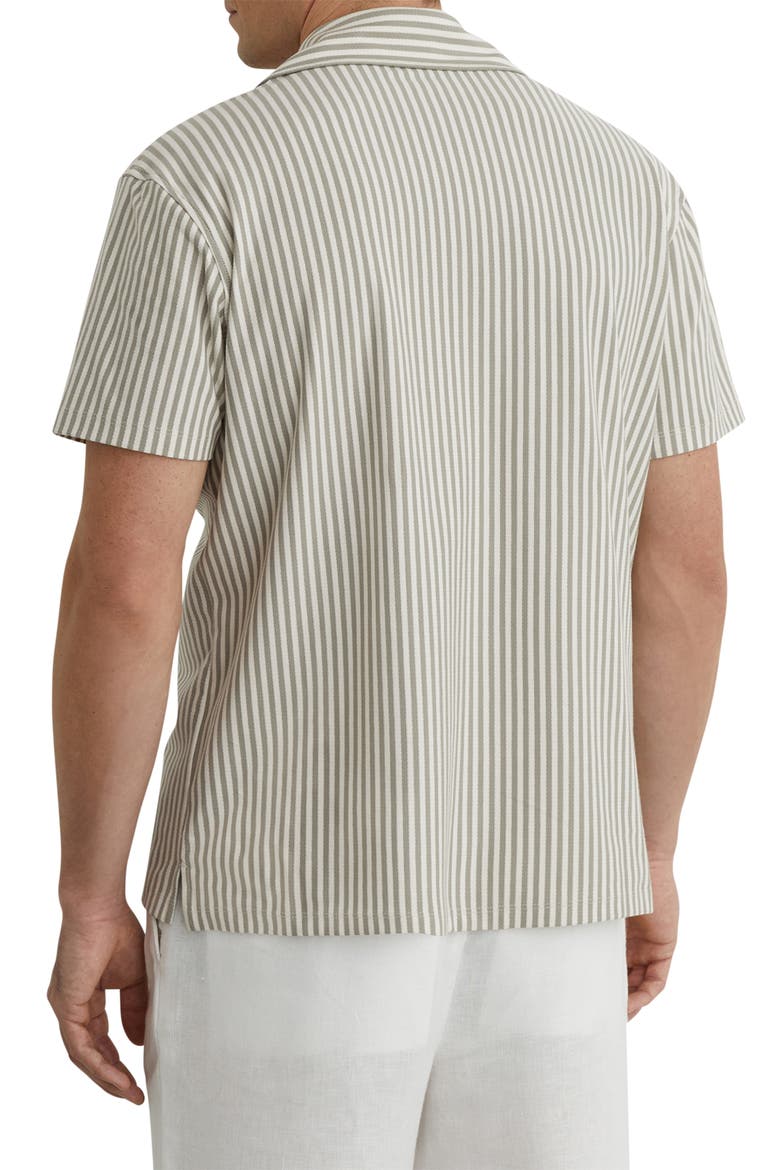 Aurelia Stripe Cotton Blend Camp Shirt, Alternate, color, SOFT SAGE GREEN