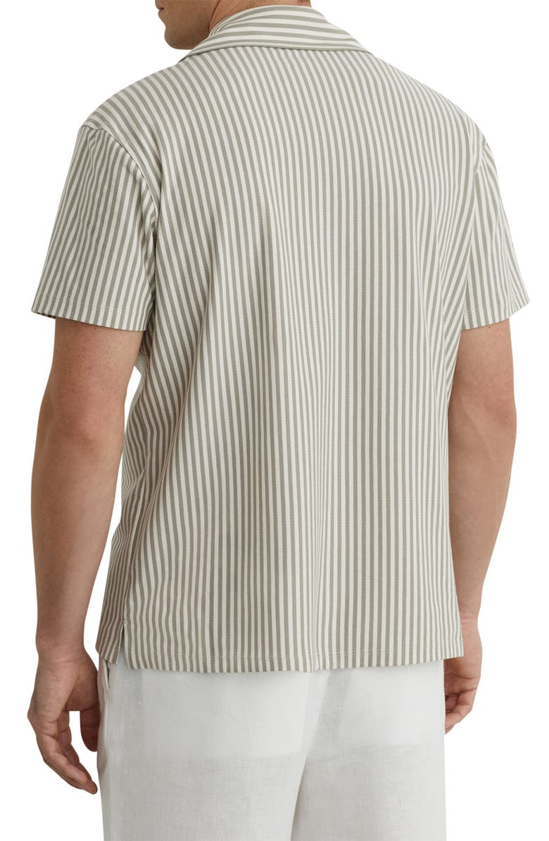 Reiss Aurelia Stripe Cotton Blend Camp Shirt, Alternate, color, Soft Sage Green