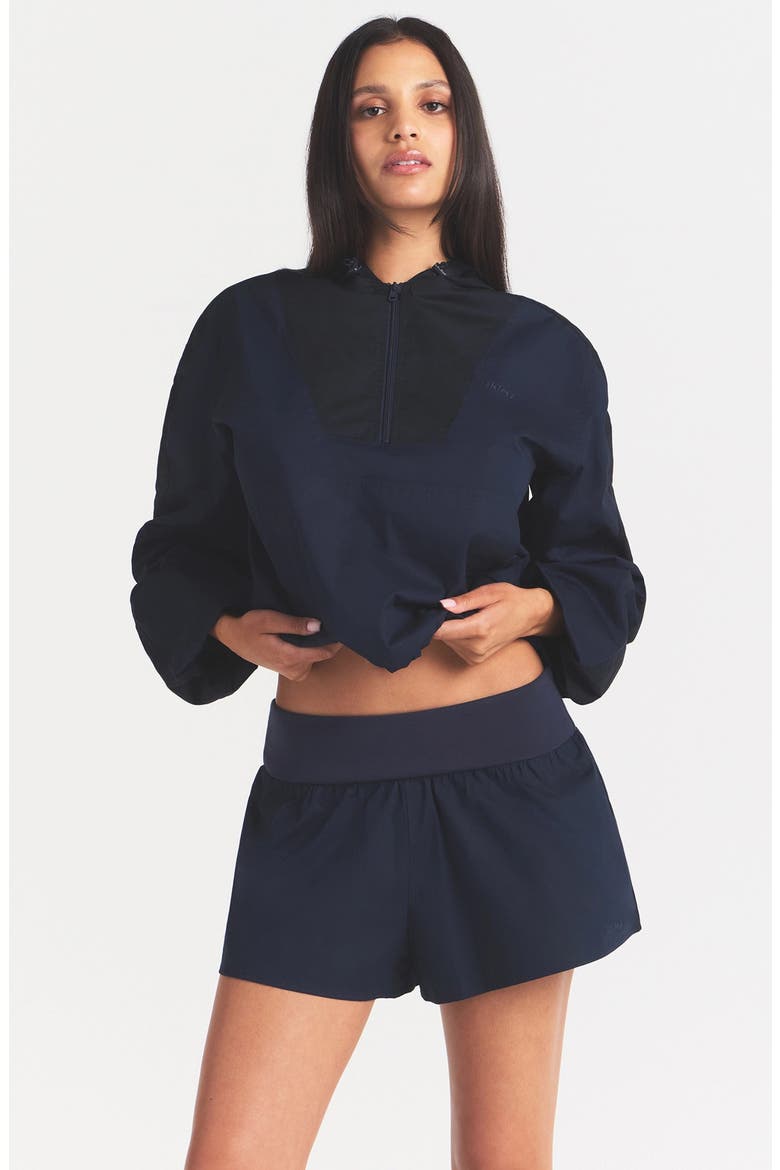 Woven Stretch Cotton Flutter Shorts, Alternate, color, NAVY