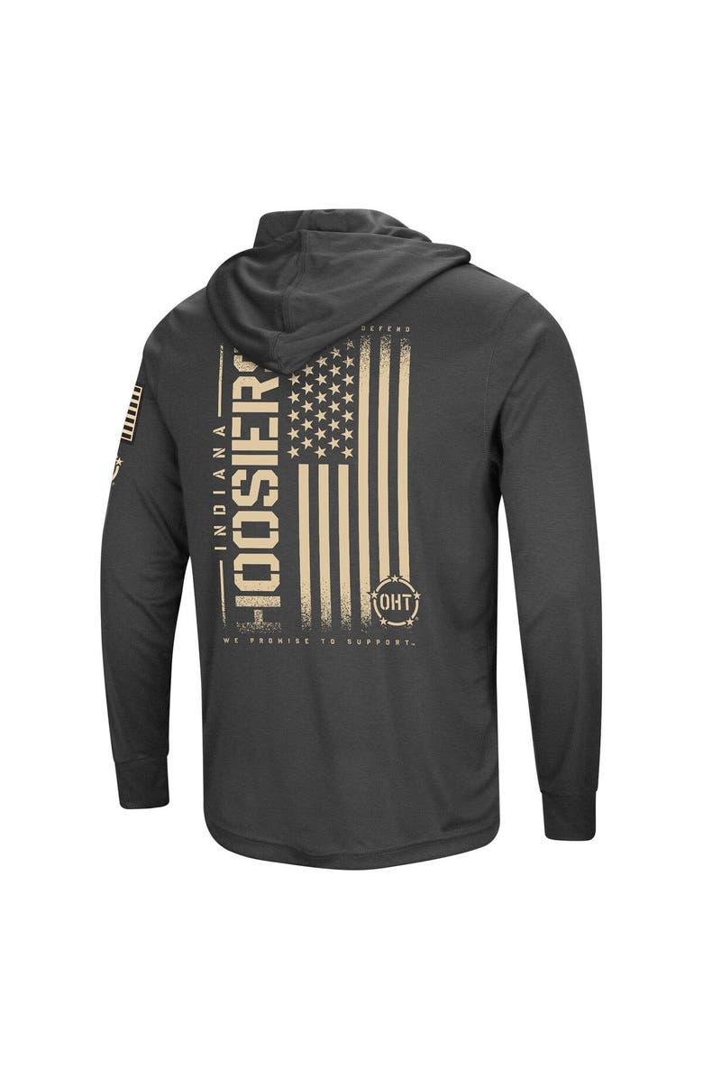 COLOSSEUM Men's Colosseum Heather Black Indiana Hoosiers Team OHT Military Appreciation Long Sleeve Hoodie T-Shirt, Alternate, color, Black
