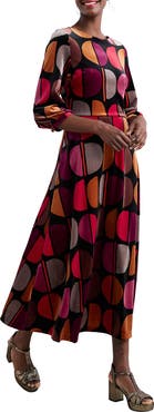 Seasalt Cornwall Oak Cottage Geo Print Velvet Midi Dress