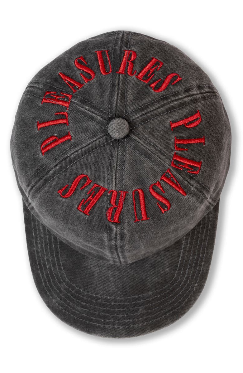 PLEASURES Onyx Crown Washed Cotton Twill Baseball Cap, Alternate, color, Black/ Red