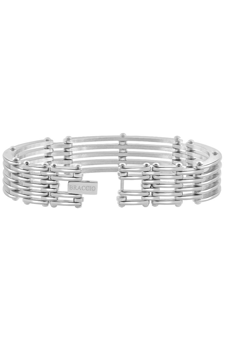 Men's Steel Single tone 13.5mm Link Flexible Clasp  8.5 " Bracelet, Main, color, Stainless Steel
