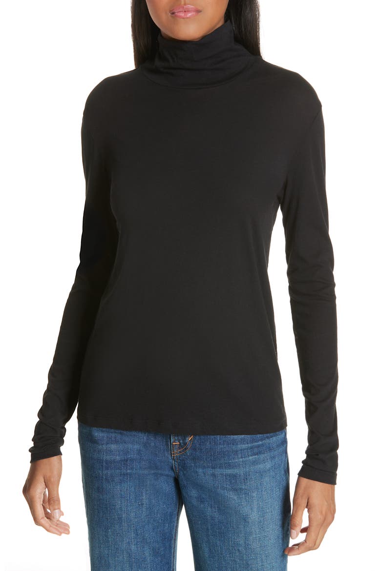 Pima Cotton Turtleneck, Main, color, BLACK