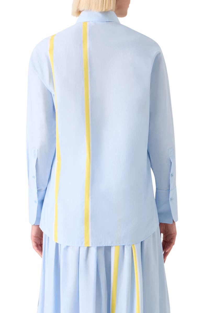 Akris punto Stripe Chambray Button-Up Shirt, Alternate, color, Sky Blue-Lemon Zing-Cream