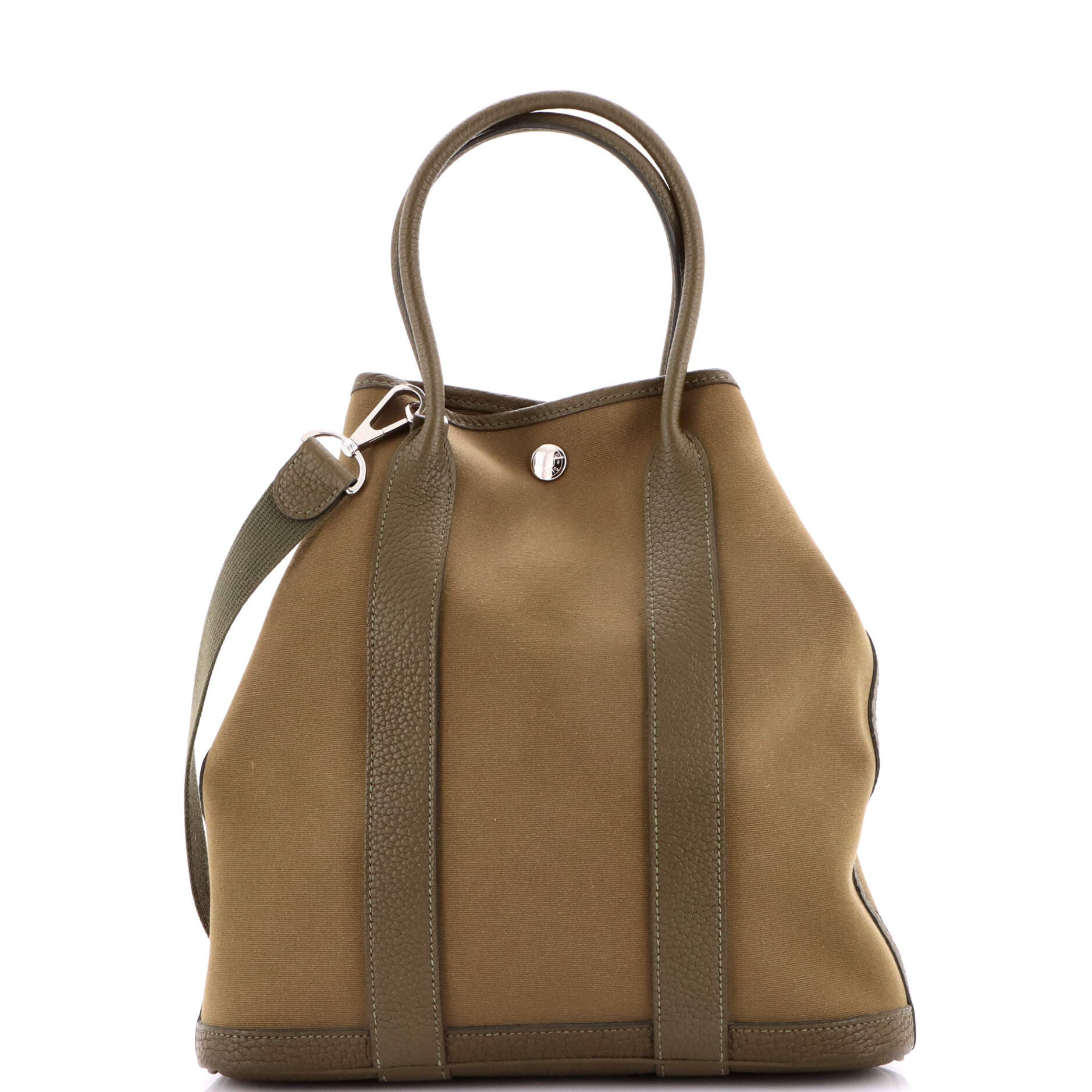 Pre-Owned Hermes Garden File Tote Toile and Leather 28, Main, color, Vert Maquis