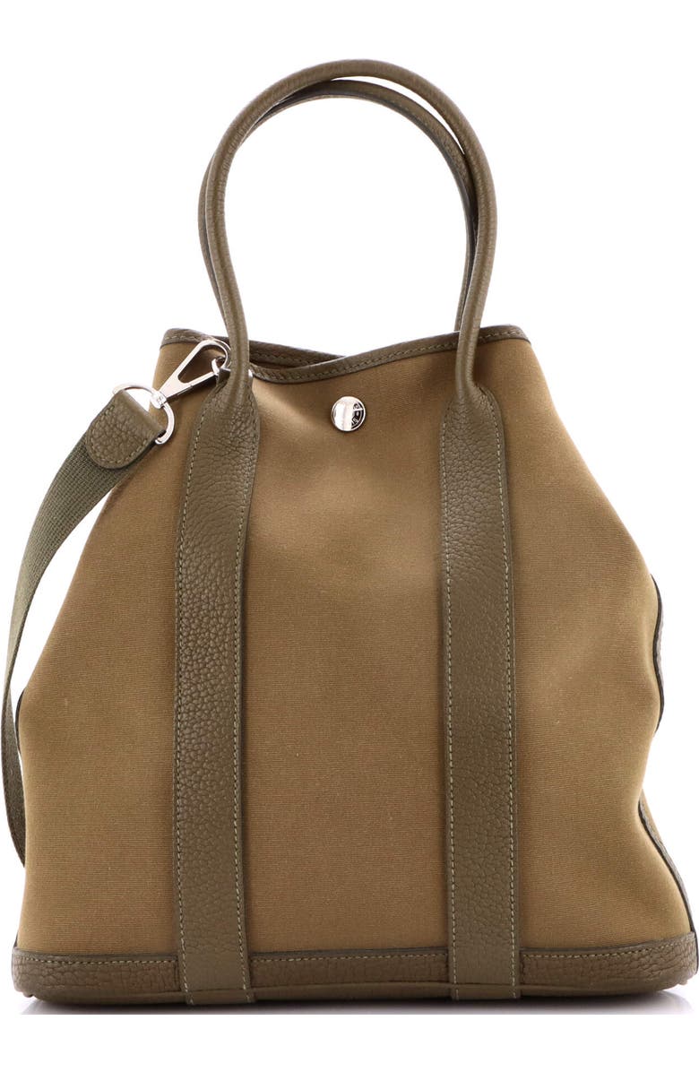 Pre-Owned Hermes Garden File Tote Toile and Leather 28, Main, color, Vert Maquis