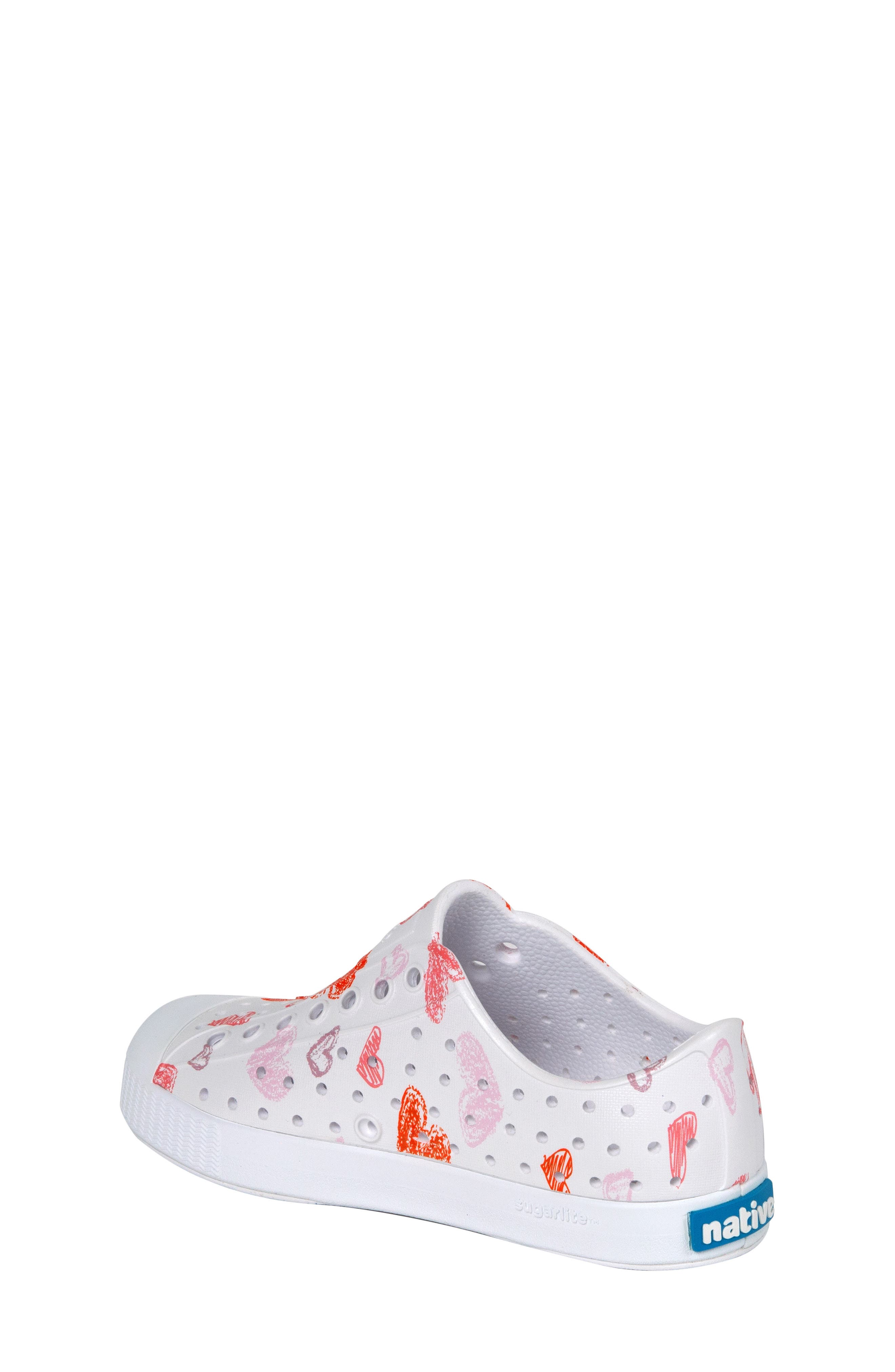 Native Shoes Jefferson Water Friendly Perforated Slip-On, Alternate, color, White/ White/ Heart Graffiti