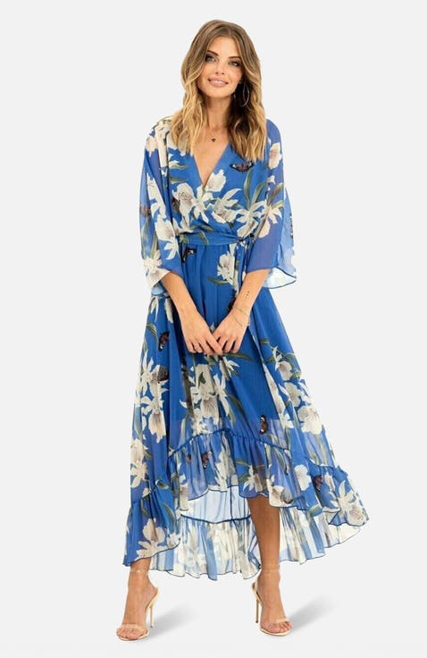 Dip Hem Kimono Sleeve Dress