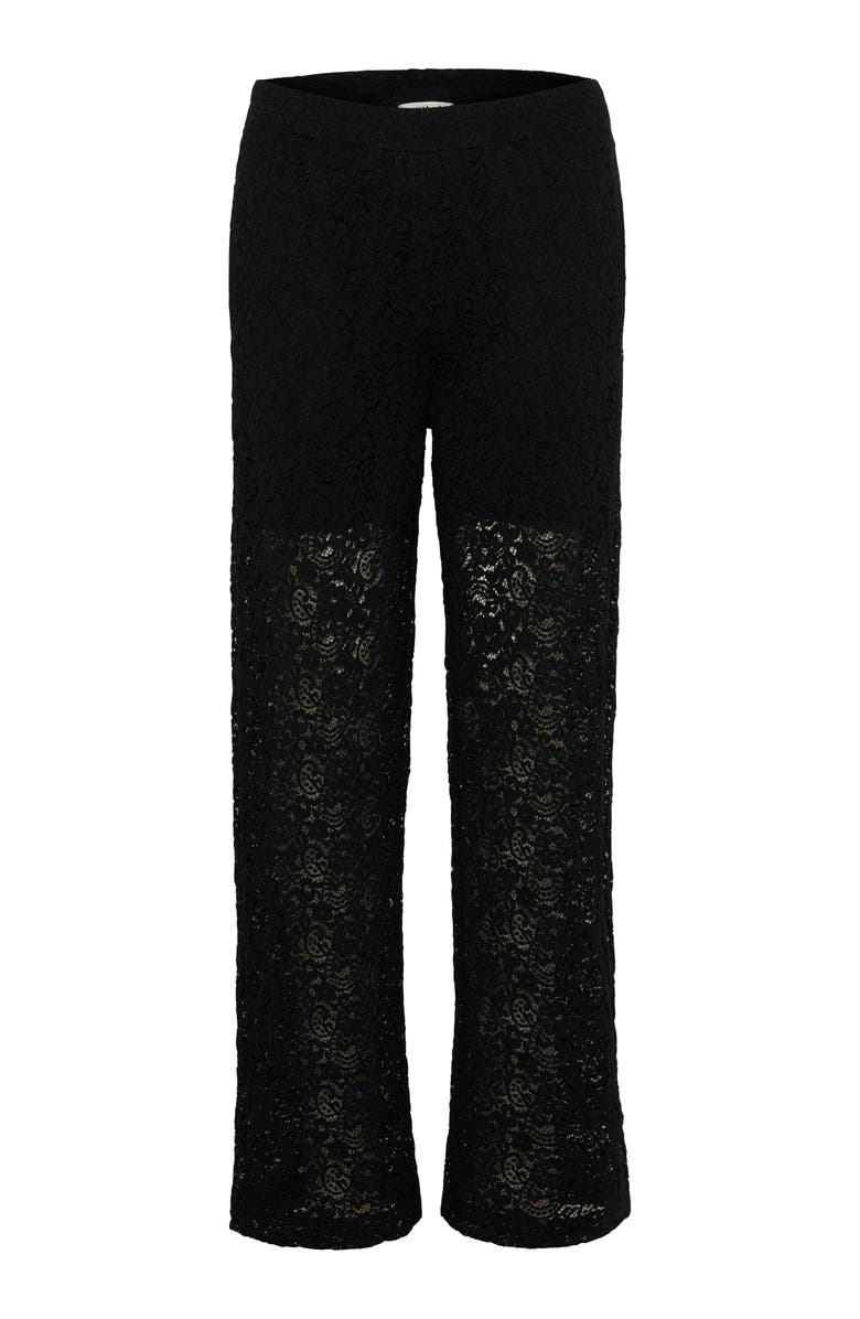 Soaked in Luxury SLHenni Elastic Waist Wide Leg Trousers, Alternate, color, Black