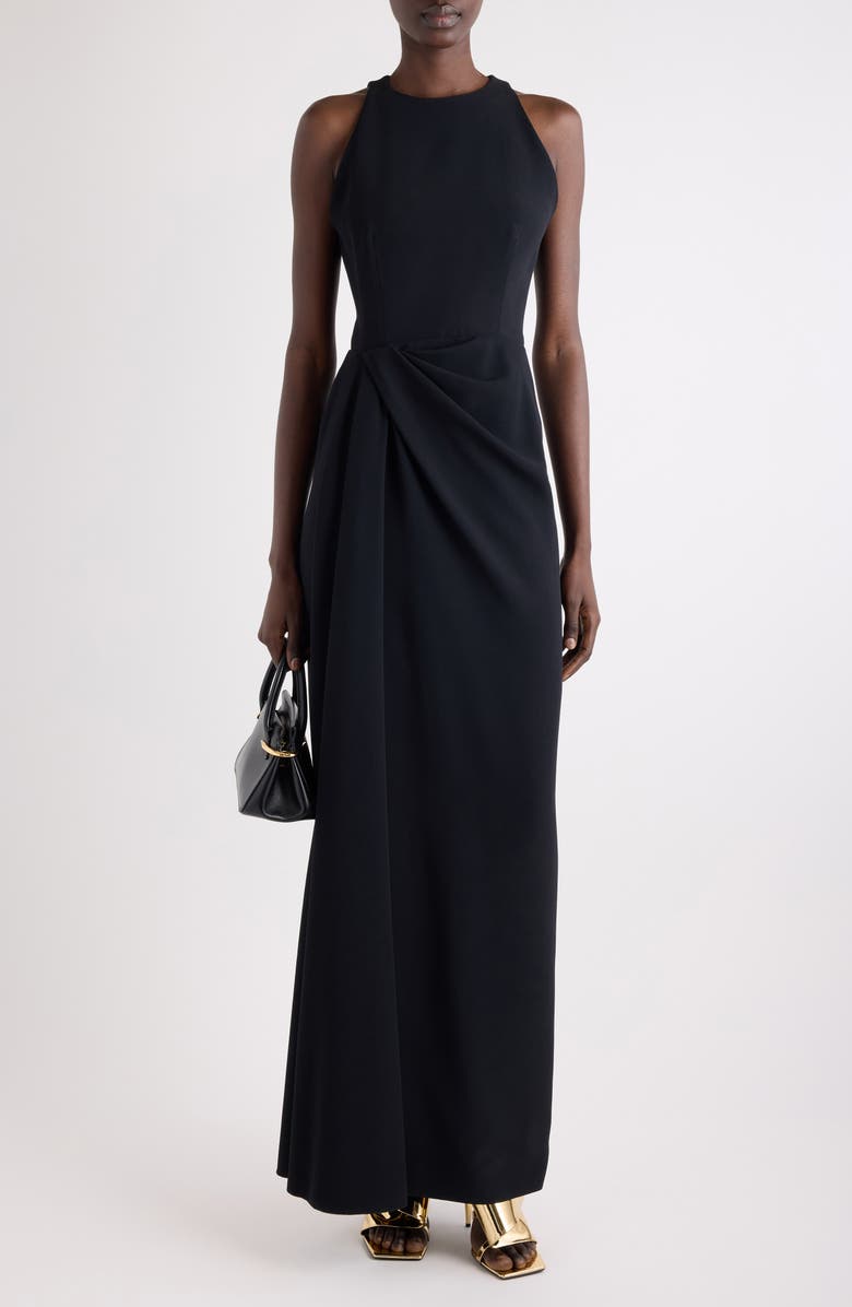 Givenchy Drape Front Sleeveless Stretch Crepe Gown, Alternate, color, Black