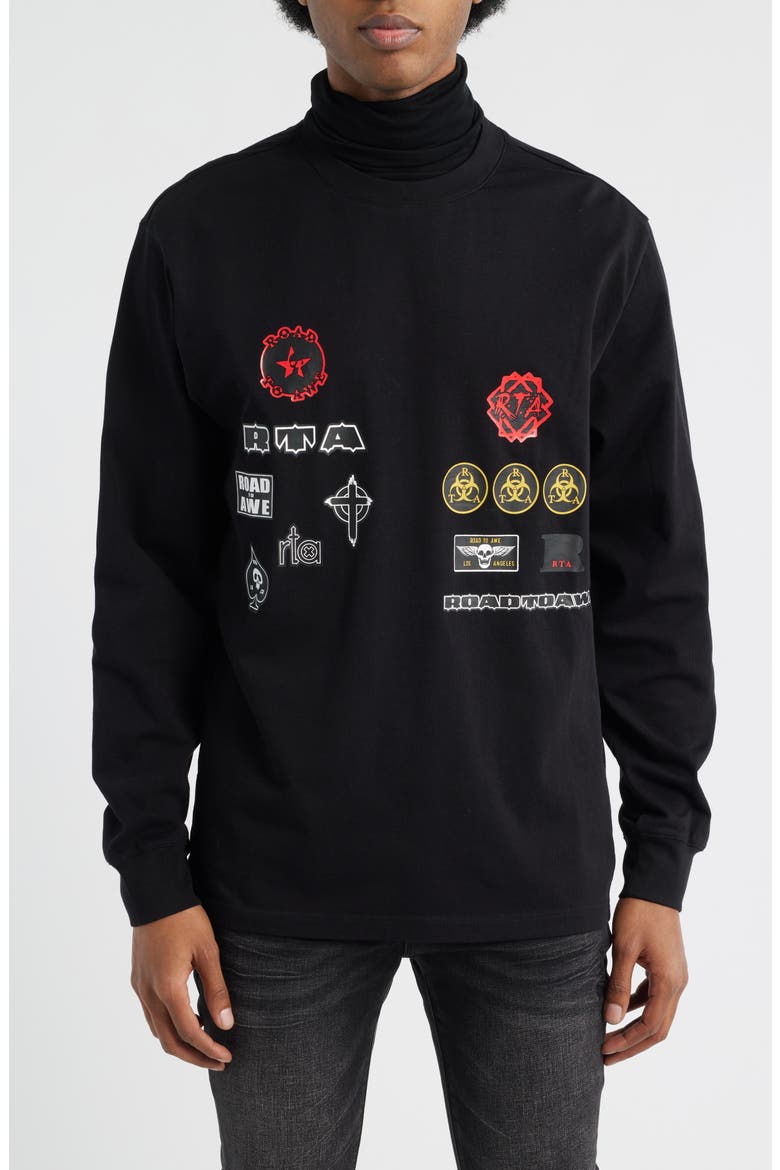 Alexander Graphic Military Patch Turtleneck, Main, color, BLACK MILITARY PATCH