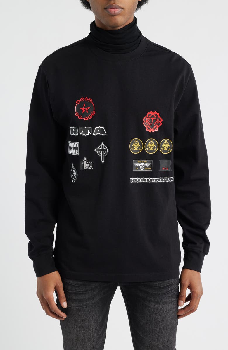 RtA Alexander Graphic Military Patch Turtleneck, Main, color, Black Military Patch