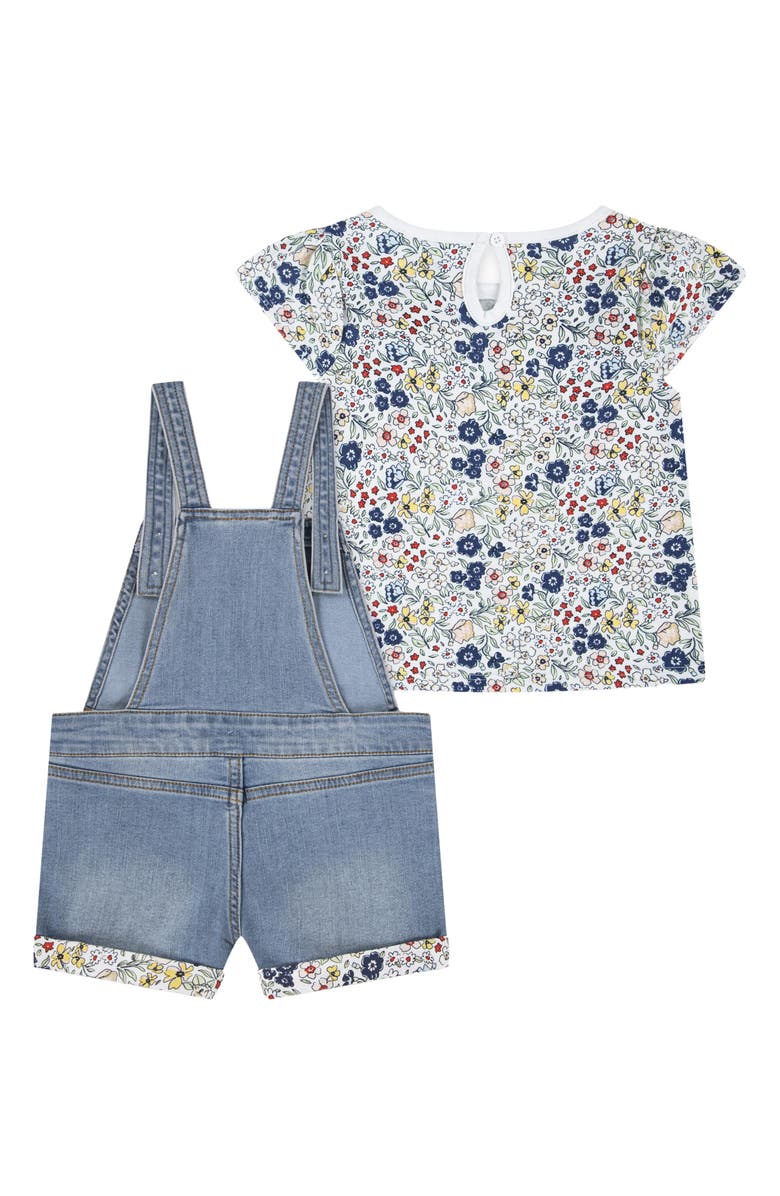 Levi's<sup>®</sup> Kids' Rolled Cuff Denim Overalls & Floral T-Shirt Set, Alternate, color,