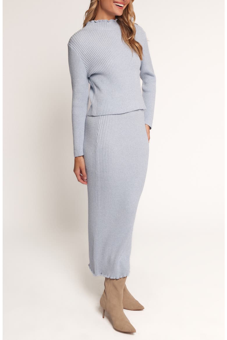 Payton Mock Neck Top & Maxi Skirt Rib Set, Alternate, color, LIGHT BLUE
