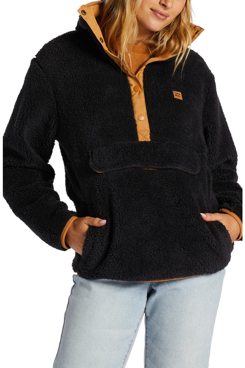 Switchback Textured Fleece Pullover, Main, color, BLACK SANDS