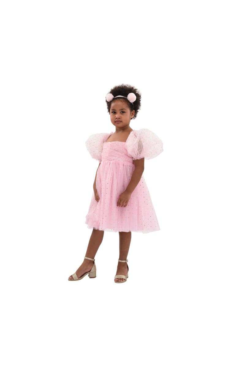 Mimi Tutu Tulle Dress with Puffed Sleeves, Alternate, color, Pink
