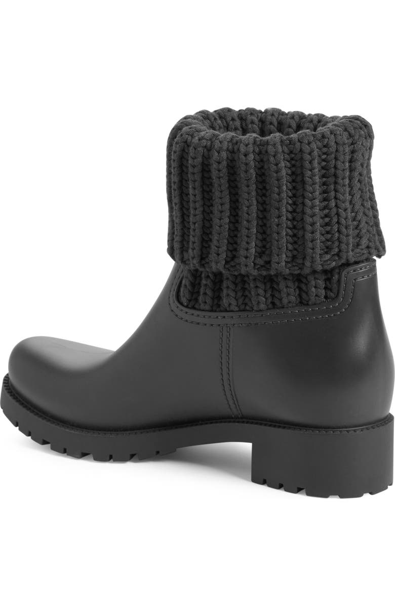 Moncler Ginette Knit Cuff Leather Rain Boot, Alternate, color,