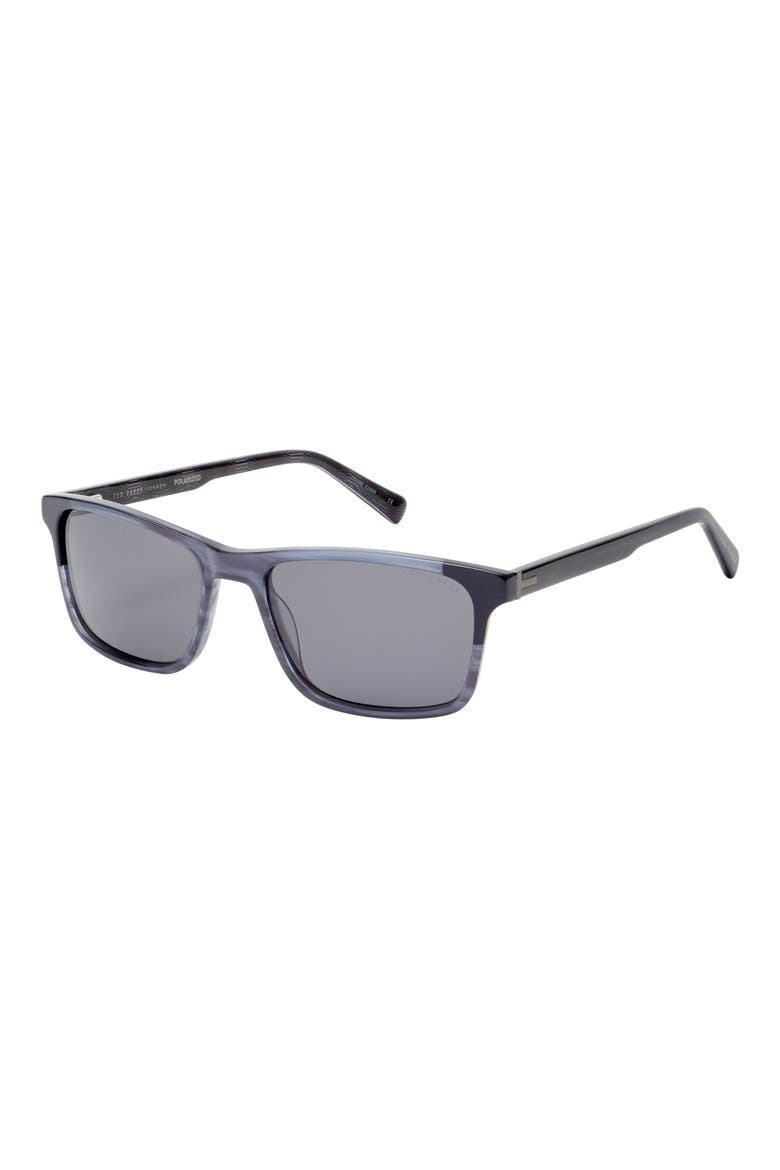57mm Full Rim Rectangle Polaized Sunglasses, Alternate, color, SLATE